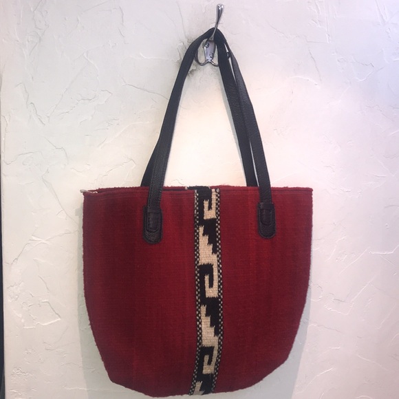 Red Mexican Blanket Purse - Picture 2 of 6